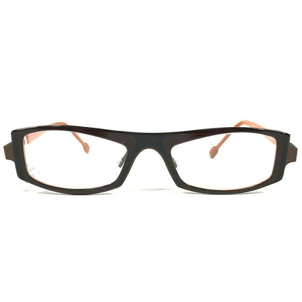 THEO Eyeglasses Frames christoph 18 Brown Striped Orange Rectangular 48-19-135